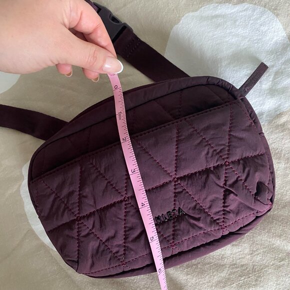 ATHLETA Burgundy Quilted Belt Crossbody Bag - Picture 2 of 9